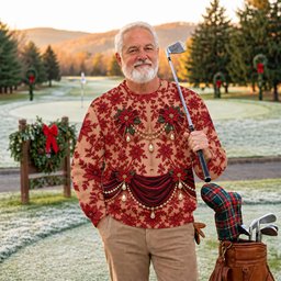 Red Poinsettia Pearls Ugly Christmas Sweater, Christmas Gifts, Christmas Golf Gift