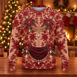 Red Poinsettia Pearls Ugly Christmas Sweater, Christmas Gifts, Christmas Golf Gift