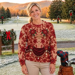 Red Poinsettia Pearls Ugly Christmas Sweater, Christmas Gifts, Christmas Golf Gift