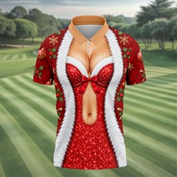 Red Sequin Fur Corset Christmas Golf Shirt, Golf Shirts For Men, Mens Golf Shirts