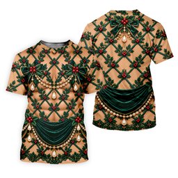 Green Holly Pearls Christmas Golf Shirt, Funny Mens Golf Shirts, Mens Golf Clothing