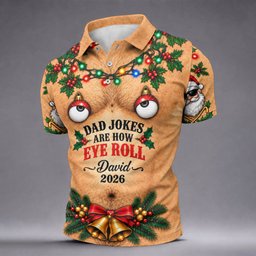 Funny Dad Jokes Eye Roll Christmas Golf Shirt, Golf Gifts For Men, Mens Golf Shirts