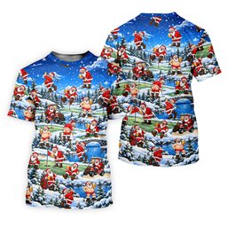 Snowy Santa Golf Pattern Christmas Golf Shirt, Womens Golf Shirts, Ladies Golf Shirts