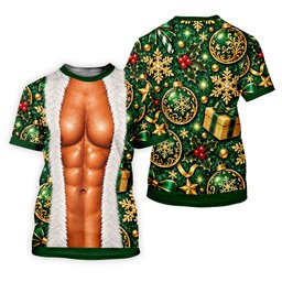 Green Fur Muscle Santa Christmas Golf Shirt, Womens Golf Shirts, Womens Golf Tops