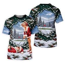 Pin Up Santa Girl Golfer Christmas Golf Shirt, Ladies Golf Apparel, Ladies Golf Tops