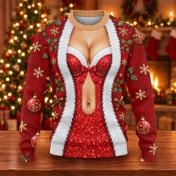 Red Sequin Corset Ugly Christmas Sweater, Funny Christmas Outfit, Golf Lover Gifts
