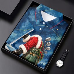 Blue Santa Golf Bag Christmas Golf Shirt, Golf Shirts For Women, Ladies Golf Shirts