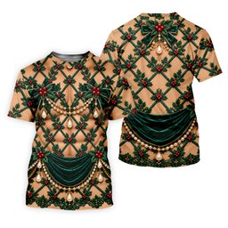Green Holly Pearls Christmas Golf Shirt, Golf Gifts For Women, Womens Golf Clothing