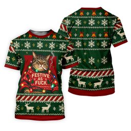 Green Festive As F*ck Cat Christmas Golf Shirt, Ladies Golf Shirts, Womens Golf Tops