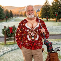 Busty Reindeer Santa Suit Ugly Christmas Sweater, Ugly Sweater Party, Funny Xmas Gift