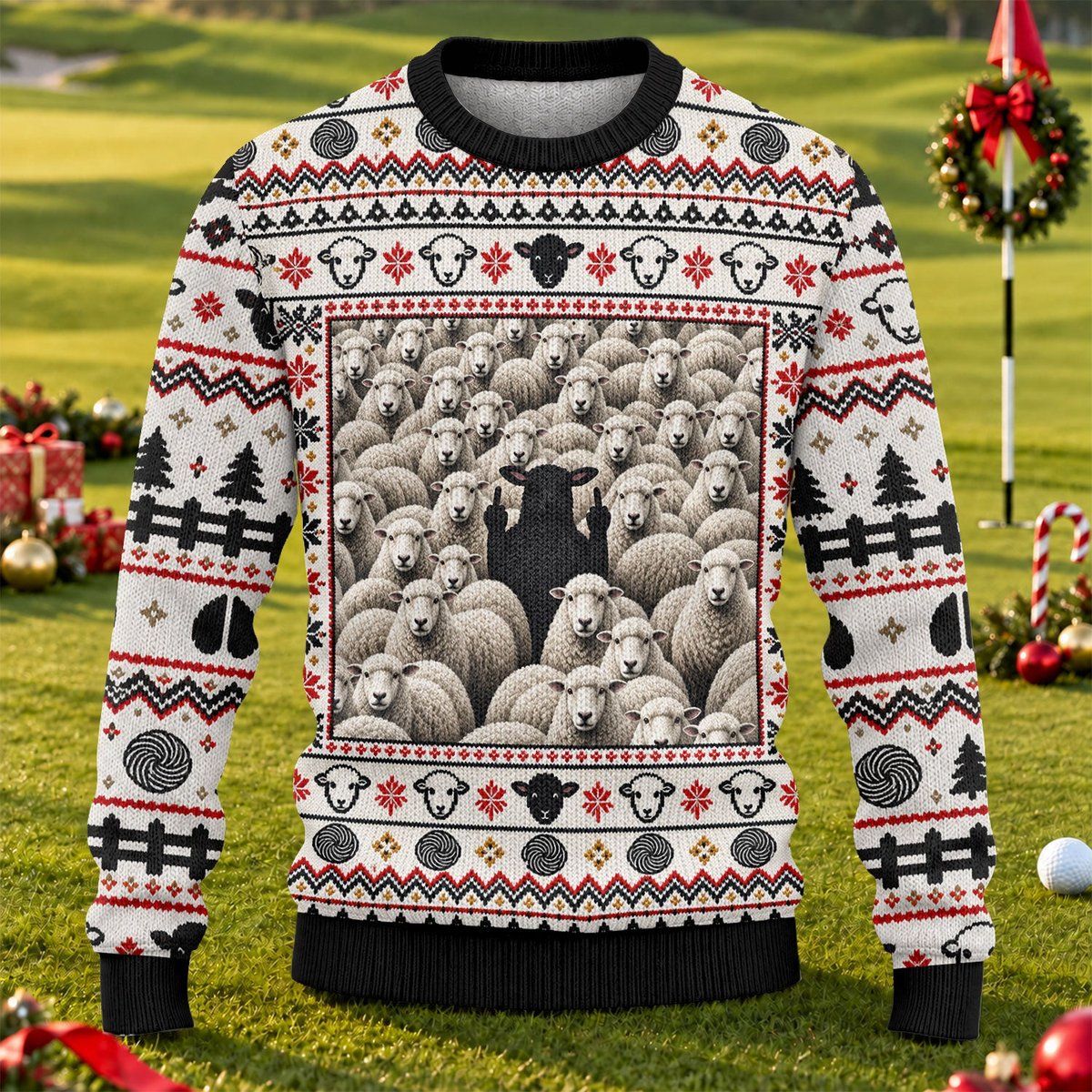 Black Sheep Fair Isle Ugly Christmas Sweater, Funny Christmas Outfit, Christmas Gifts