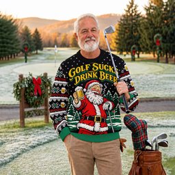 Golf Sucks Drink Beer Santa Ugly Christmas Sweater, Golf Lover Gifts, Funny Xmas Gift