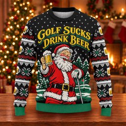 Golf Sucks Drink Beer Santa Ugly Christmas Sweater, Golf Lover Gifts, Funny Xmas Gift