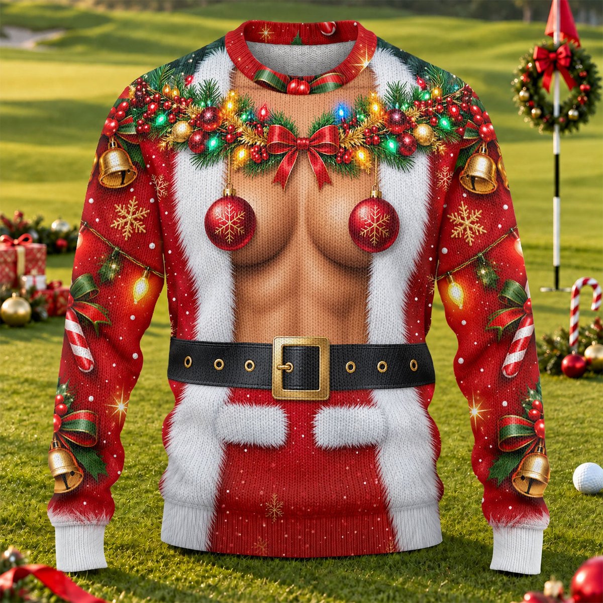 Ornament Pasties Santa Ugly Christmas Sweater, Christmas Gifts, Holiday Party Sweater