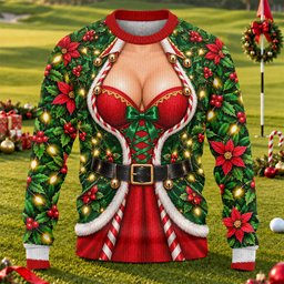 Holly Corset Busty Dress Ugly Christmas Sweater, Funny Xmas Gift, Christmas Golf Gift