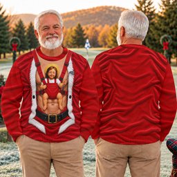 Santa Abs Baby Carrier Ugly Christmas Sweater, Funny Holiday Sweater, Funny Xmas Gift