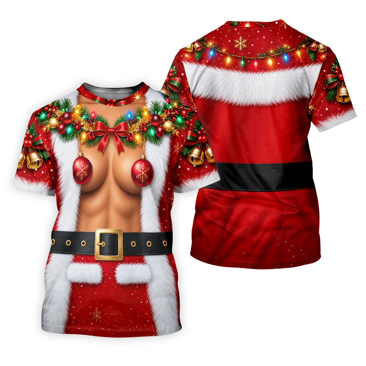 Ornament Pasties Santa Christmas Golf Shirt, Womens Golf Apparel, Ladies Golf Apparel