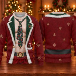 Santa Suit Tie Six Pack Ugly Christmas Sweater, Christmas Golf Gift, Golf Lover Gifts