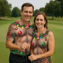Hairy Chest Ornaments Christmas Golf Shirt, Golf Shirts For Men, Golf Gifts For Men