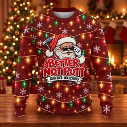 Better Not Putt Santa Ugly Christmas Sweater, Holiday Party Sweater, Golf Lover Gifts