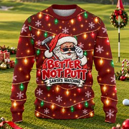Better Not Putt Santa Ugly Christmas Sweater, Holiday Party Sweater, Golf Lover Gifts