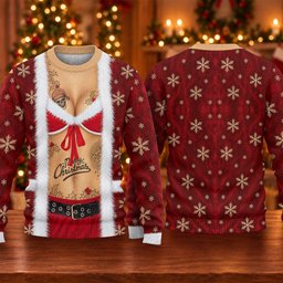 Merry Bikini Tattoo Santa Ugly Christmas Sweater, Golf Lover Gifts, Christmas Gifts