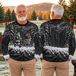 Santa Reindeer Lights Ugly Christmas Sweater, Funny Xmas Gift, Funny Christmas Outfit