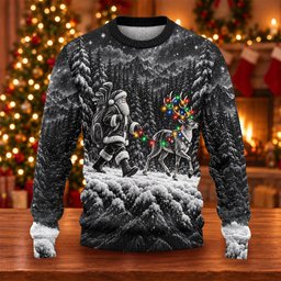 Santa Reindeer Lights Ugly Christmas Sweater, Funny Xmas Gift, Funny Christmas Outfit