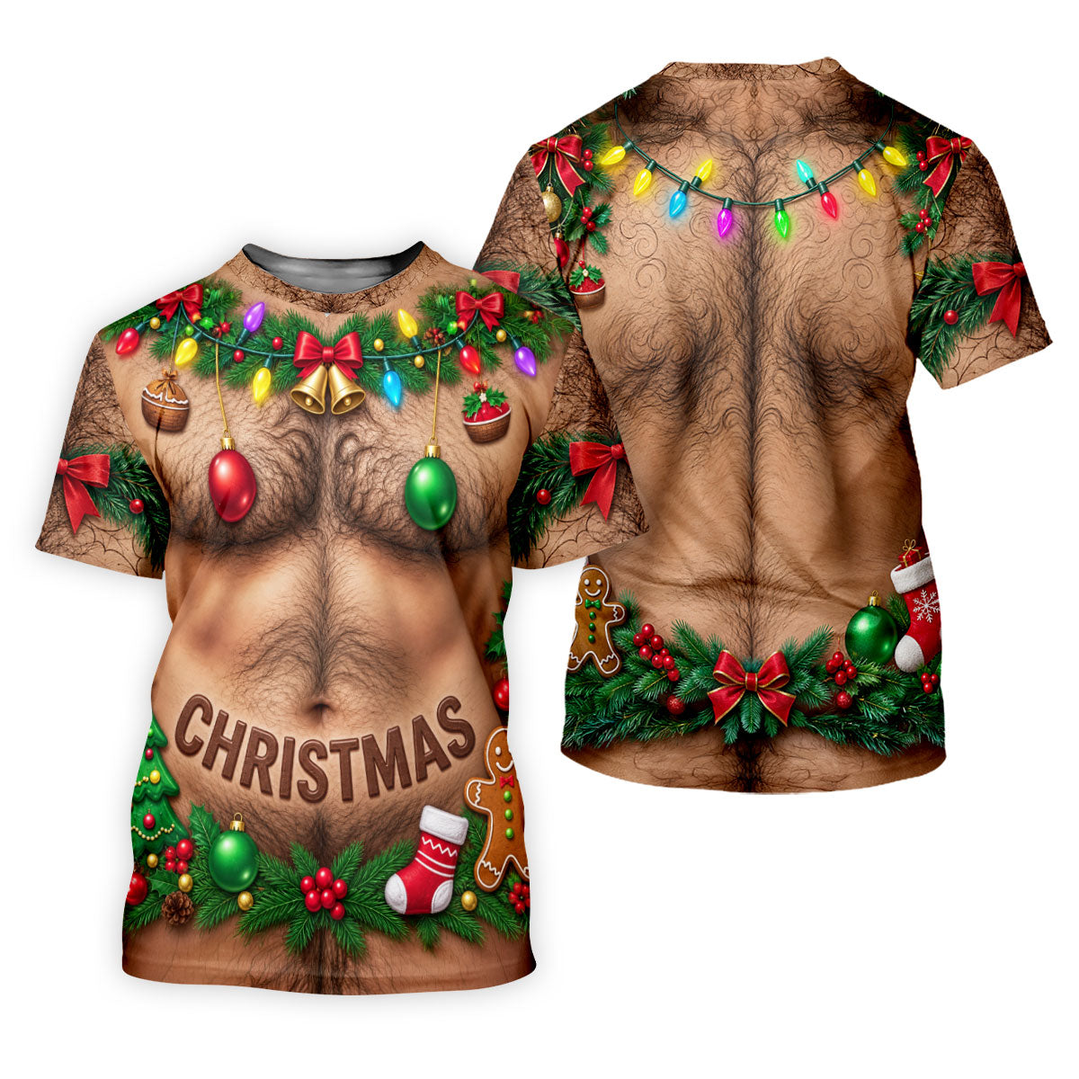 Hairy Chest Ornaments Christmas Golf Shirt, Ladies Golf Apparel, Womens Golf Clothing