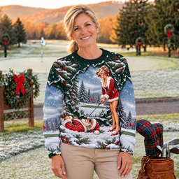 Pin Up Santa Girl Golfer Ugly Christmas Sweater, Christmas Golf Gift, Christmas Gifts