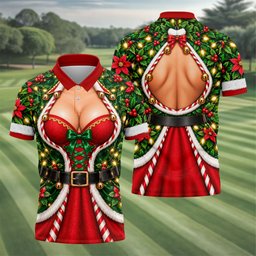 Holly Corset Busty Dress Christmas Golf Shirt, Golf Gifts For Men, Mens Golf Clothing