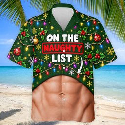 On The Naughty List Abs Christmas Golf Shirt, Mens Golf Apparel, Mens Golf Clothing