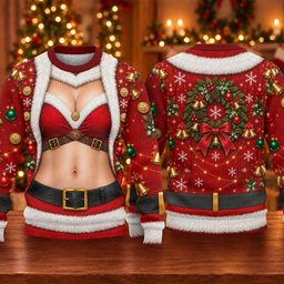 Santa Bikini Abs Vest Ugly Christmas Sweater, Golf Lover Gifts, Funny Holiday Sweater