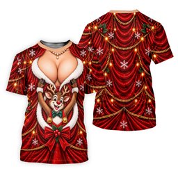 Busty Reindeer Santa Suit Christmas Golf Shirt, Mens Golf Polo, Golf Shirts For Men