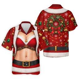 Santa Bikini Abs Vest Christmas Golf Shirt, Mens Golf Shirts, Golf Gifts For Men