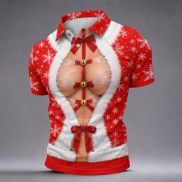 Ribbon Bells Busty Santa Christmas Golf Shirt, Mens Golf Polo, Funny Mens Golf Shirts