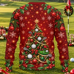 Golf Balls And Clubs Tree Ugly Christmas Sweater, Christmas Gifts, Ugly Sweater Party