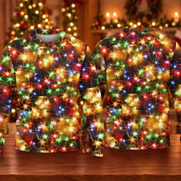 Golden Sparkling Lights Ugly Christmas Sweater, Christmas Golf Gift, Golf Lover Gifts