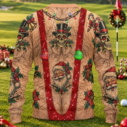 Santa Skull Hairy Chest Ugly Christmas Sweater, Ugly Sweater Party, Funny Xmas Gift