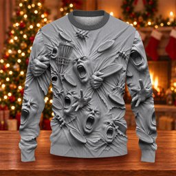 Screaming Faces Disc Golf Ugly Christmas Sweater, Ugly Sweater Party, Funny Xmas Gift