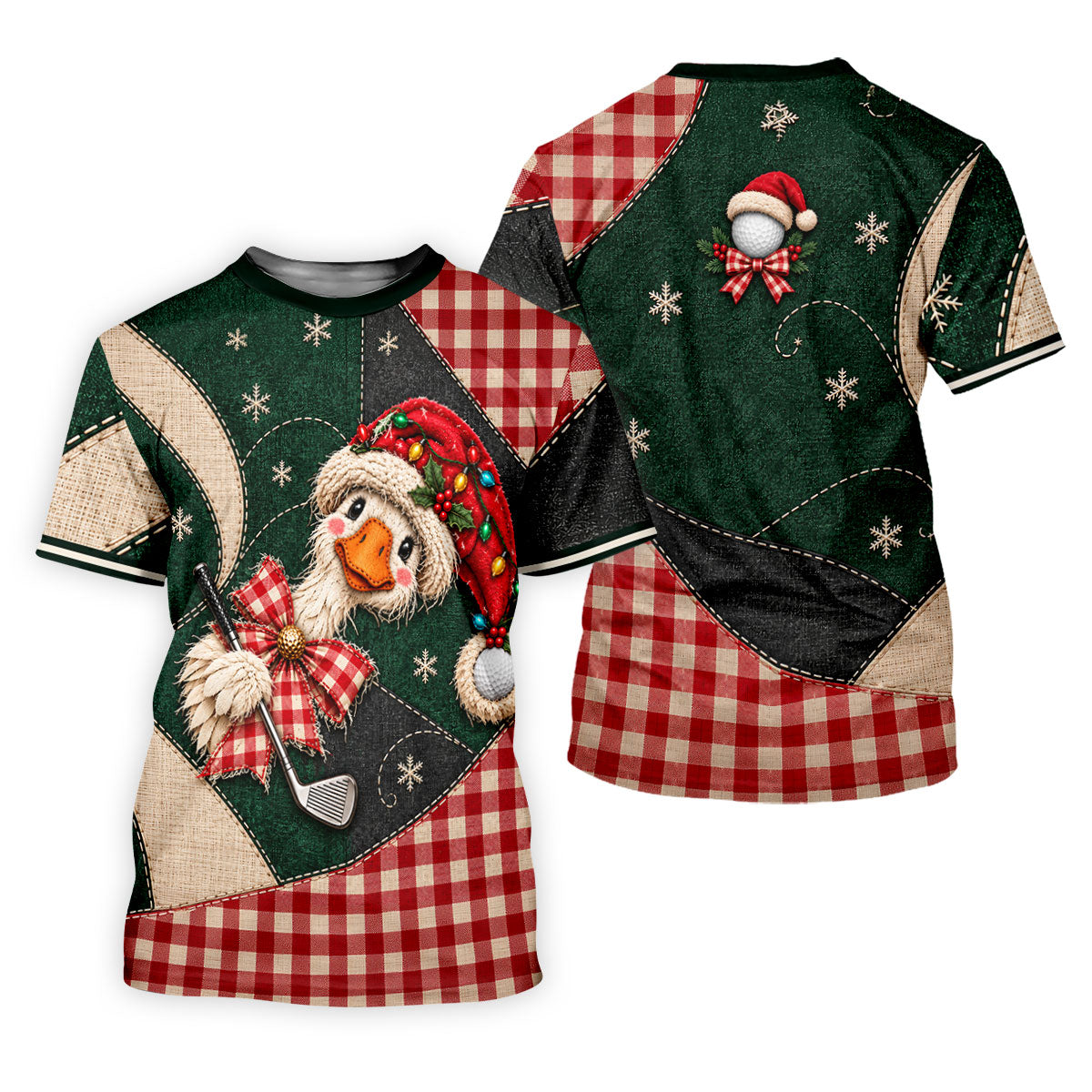 Santa Hat Goose Golfer Christmas Golf Shirt, Mens Golf Shirts, Funny Mens Golf Shirts