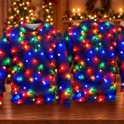 Colorful Bulb Lights Ugly Christmas Sweater, Golf Lover Gifts, Christmas Party Outfit