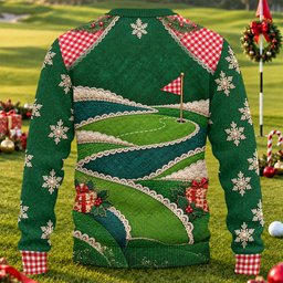Winking Santa Golf Green Ugly Christmas Sweater, Ugly Sweater Party, Golf Lover Gifts
