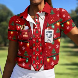 Golfer Of The Year Tie Christmas Golf Shirt, Womens Golf Apparel, Ladies Golf Apparel