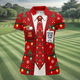 Golfer Of The Year Tie Christmas Golf Shirt, Womens Golf Apparel, Ladies Golf Apparel