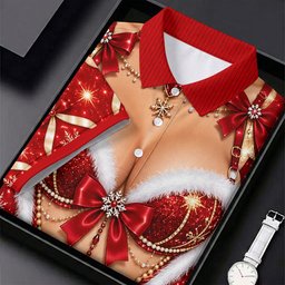 Glitter Santa Bra Fur Trim Christmas Golf Shirt, Mens Golf Shirts, Mens Golf Apparel