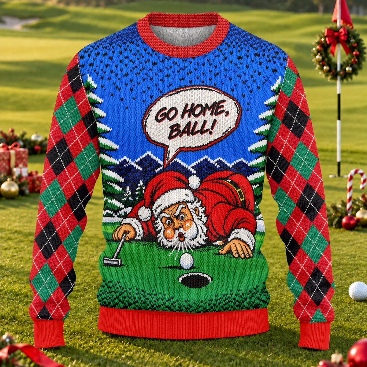 Go Home Ball Santa Putting Ugly Christmas Sweater, Funny Xmas Gift, Christmas Gifts