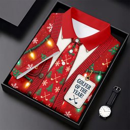 Golfer Of The Year Tie Christmas Golf Shirt, Womens Golf Apparel, Ladies Golf Apparel