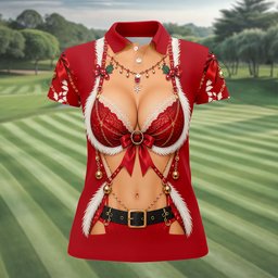 Red Lace Bra Harness Santa Christmas Golf Shirt, Ladies Golf Tops, Womens Golf Shirts