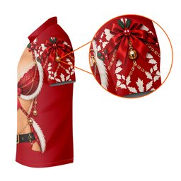 Red Lace Bra Harness Santa Christmas Golf Shirt, Ladies Golf Tops, Womens Golf Shirts